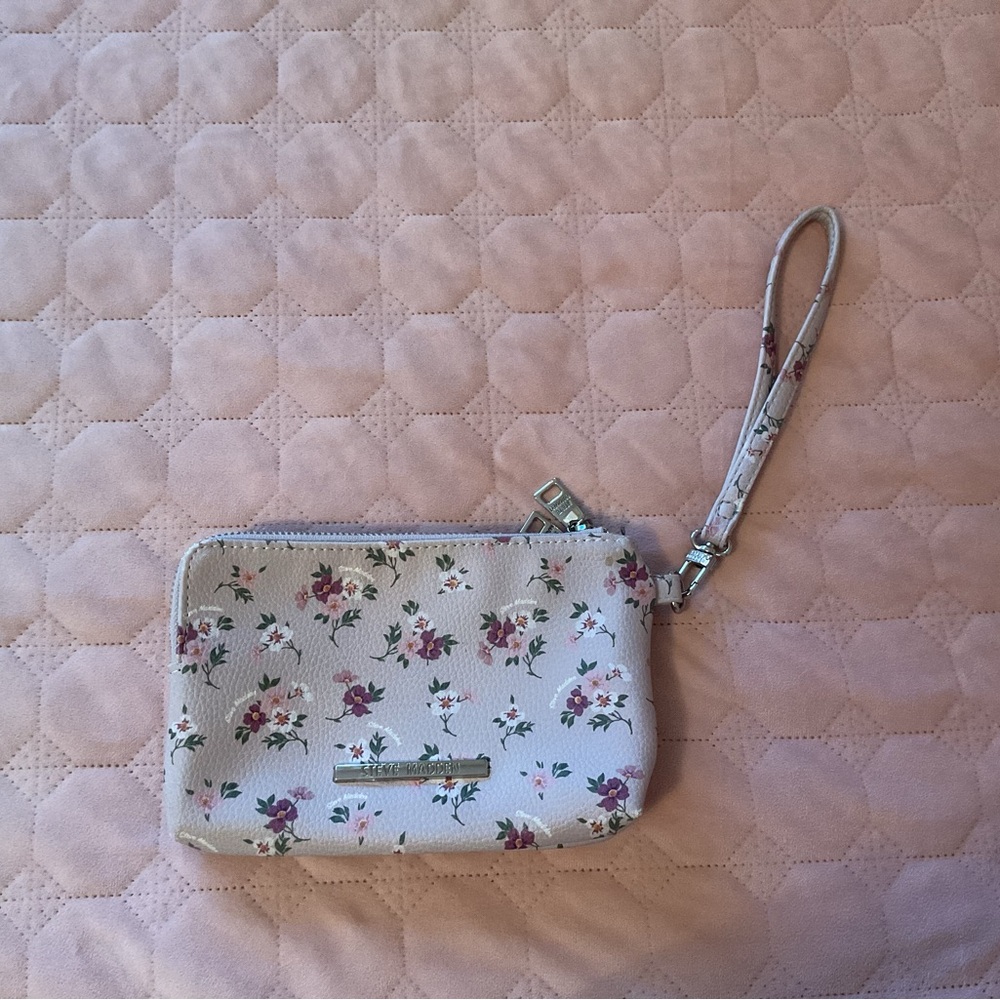 Steve Madden Floral Wristlet - Cream and Pink